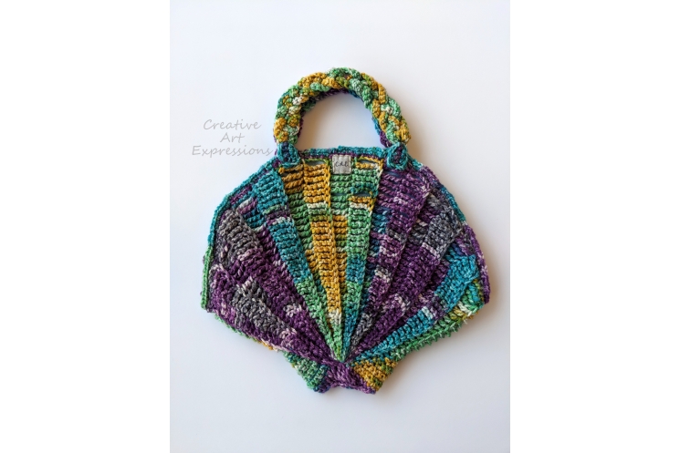 Purple Green Yellow Teal Medium Seashell Purse