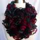 Creative Art Expressions Hand Knitted Red Black & Gray Ruffle Scarf