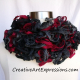 Creative Art Expressions Hand Knitted Red Black & Gray Ruffle Scarf