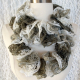 Hand Knitted White Gray & Brown Ruffle Scarf