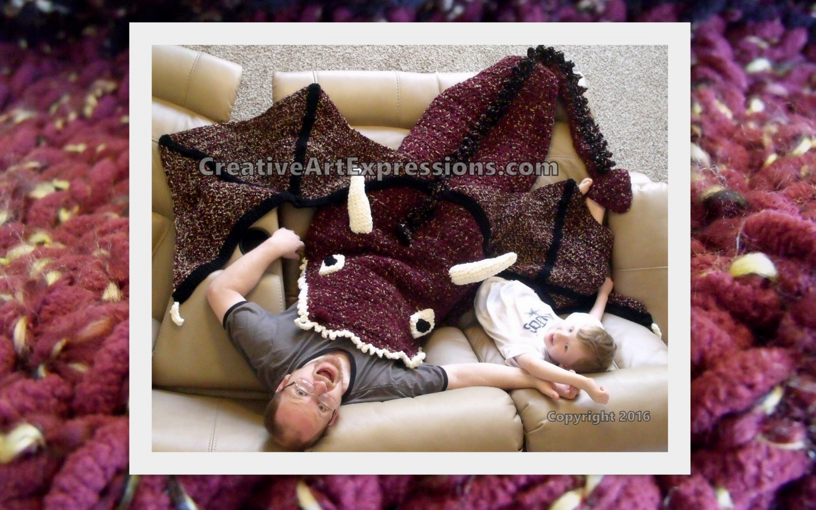 Dragon Blanket Adult Teen Burgundy & Gold