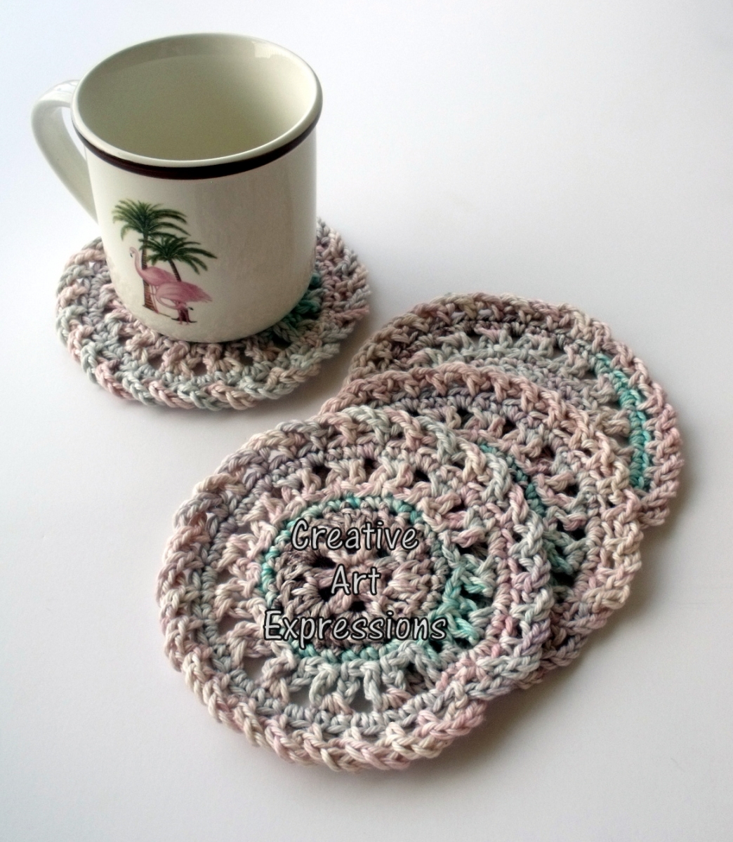 Pink Purple Aqua Cotton Coasters