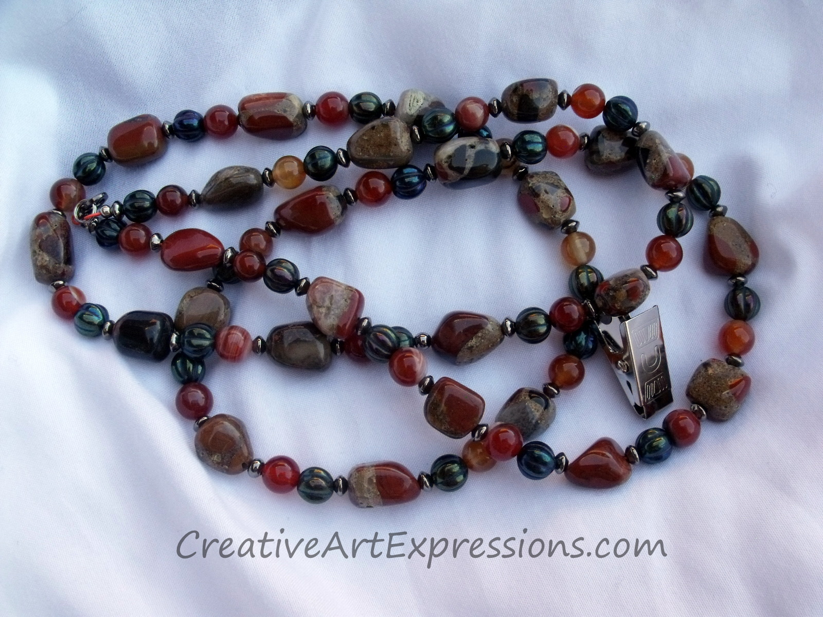 Creative Art Expressions Handmade Earthtones Badge Necklace Jewelry Design