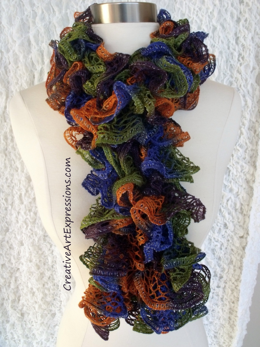 Creative Art Expressions Hand Knitted Disco Ruffle Scarf