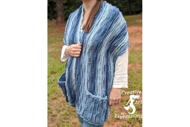 Sea Breeze Pocket Shawl Sapphire Seas