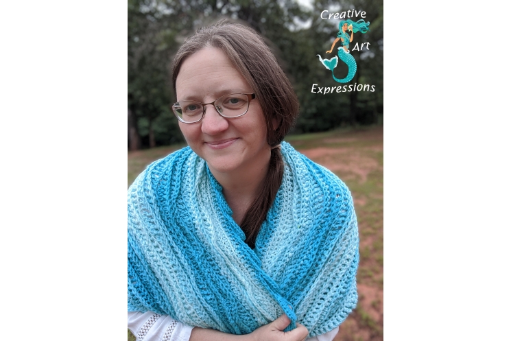 Sea Breeze Pocket Shawl Long in Aqua Seas