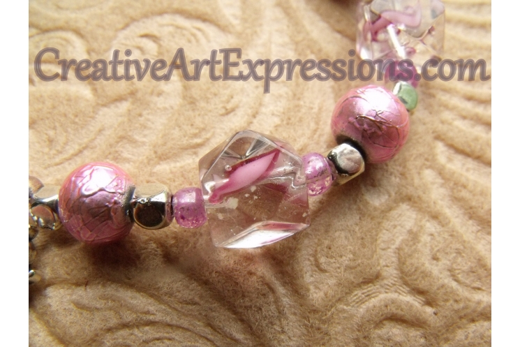 Creative Art Expressions Handmade Pink & Silver Bracelet Jewelry