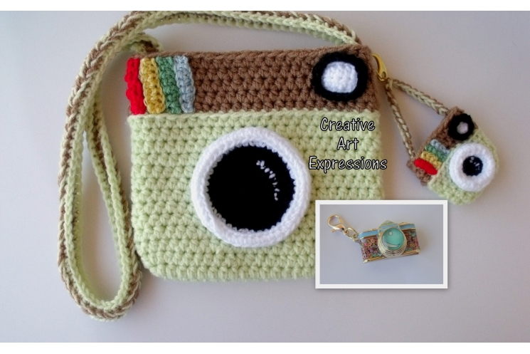 Pistache Green & Brown Camera Purse