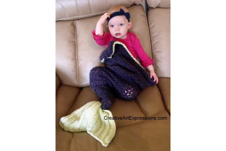 Hand Crocheted Purple & Green Baby Mermaid Blanket