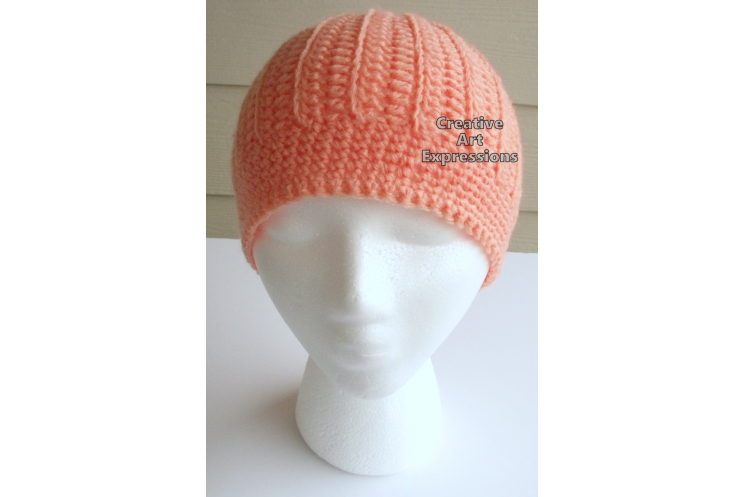 Adult Teen Messy Bun Hat in Coral
