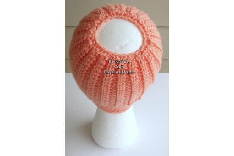 Adult Teen Messy Bun Hat in Coral