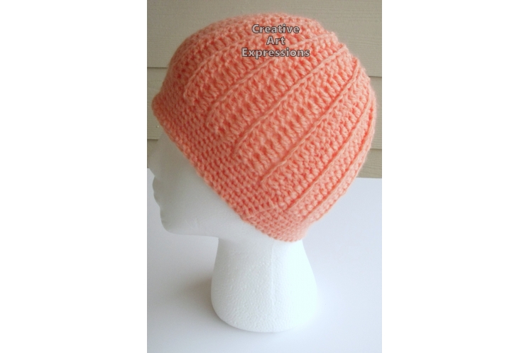 Adult Teen Messy Bun Hat in Coral