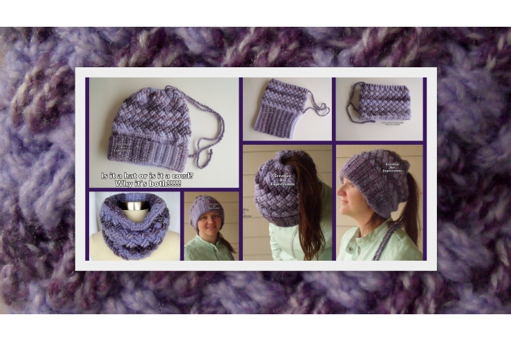 Messy Bun Ponytail Hat Cowl Combo