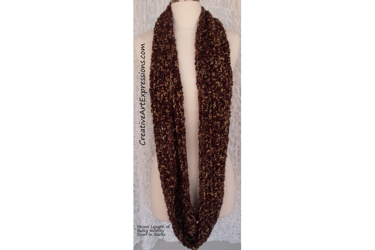 Hand Crocheted Barks Bulky Infinity Scarf