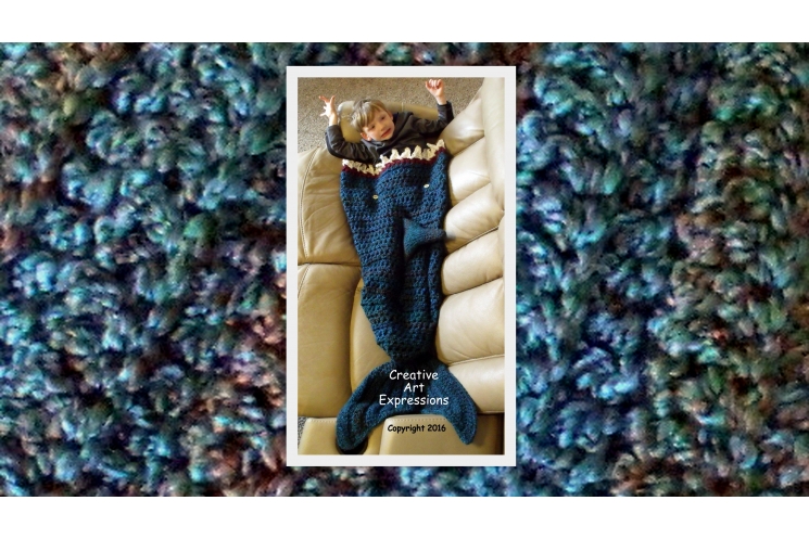 Blue Green Shark Blanket Child Crocheted