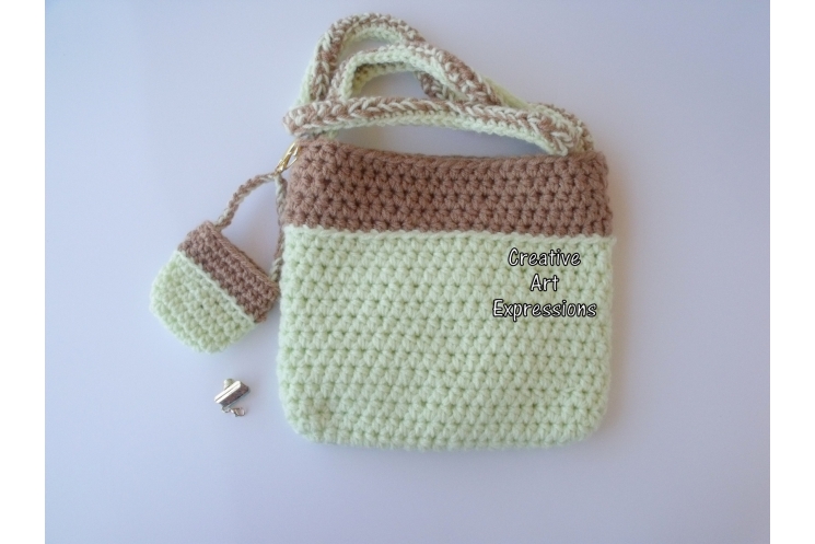 Back of Pistache Green & Brown Camera Purse