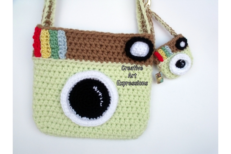 Pistache Green & Brown Camera Purse