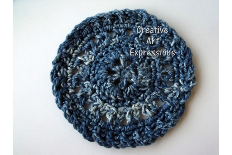 Blue Denim Crocheted Cotton Coasters