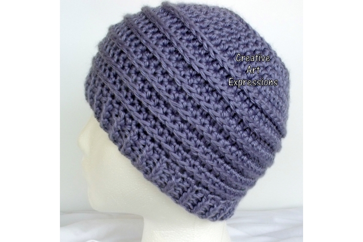Lavender Purple Messy Bun Hat Beanie, Pony Tail Hat