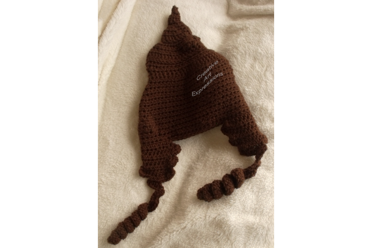 Back of Poop Emoji Brown Hat Crocheted Child Size