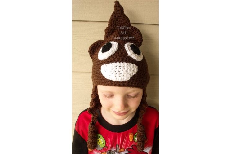 Poop Emoji Brown Hat Crocheted Child Size