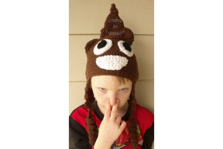 Poop Emoji Brown Hat Crocheted Child Size