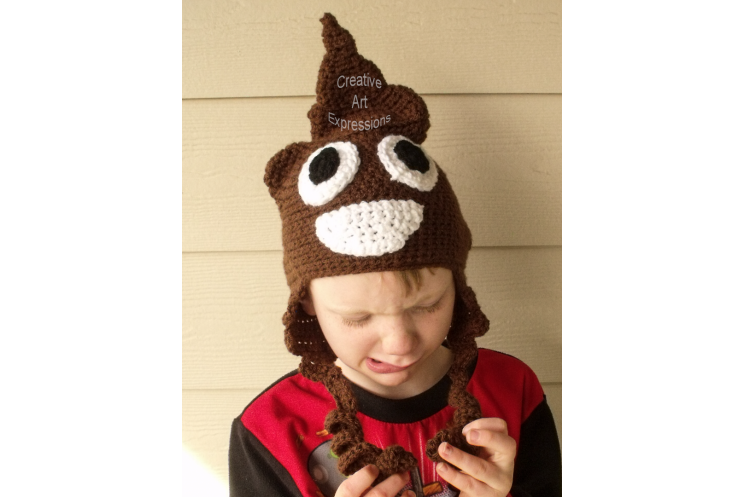 Poop Emoji Brown Hat Crocheted Child Size