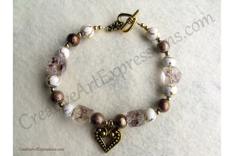 Creative Art Expressions Handmade Gold White Bronze Bracelet Jewelry