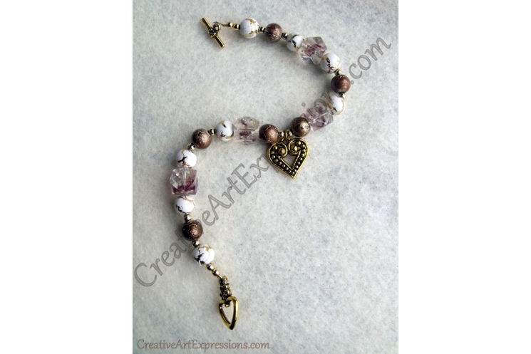 Creative Art Expressions Handmade Gold White Bronze Bracelet Jewelry