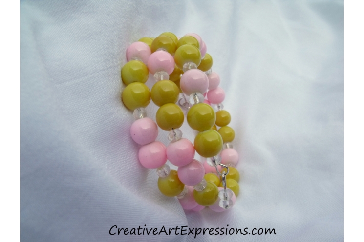 Creative Art Expressions Handmade Pink & Yellow Bracelet