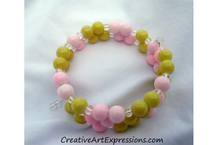 Creative Art Expressions Handmade Pink & Yellow Bracelet