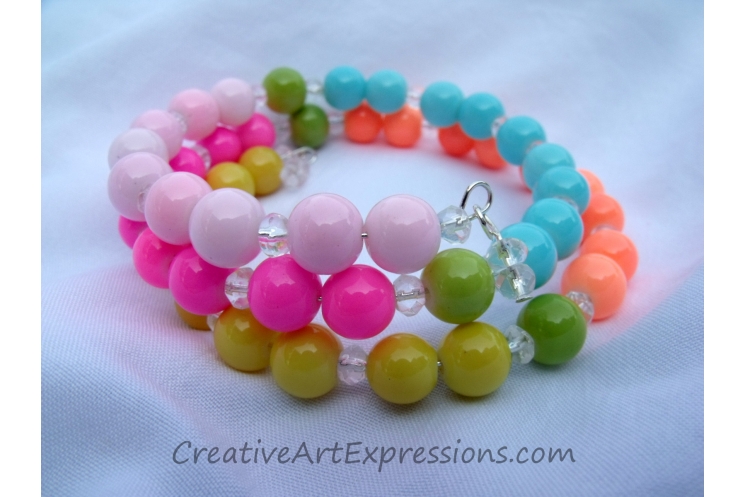 Creative Art Expressions Handmade Neon Multi Colored Bracelet