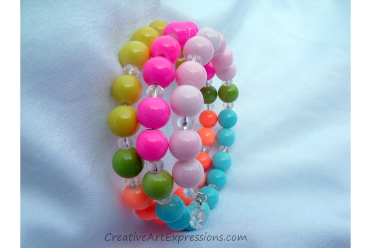 Creative Art Expressions Handmade Neon Multi Colored Bracelet