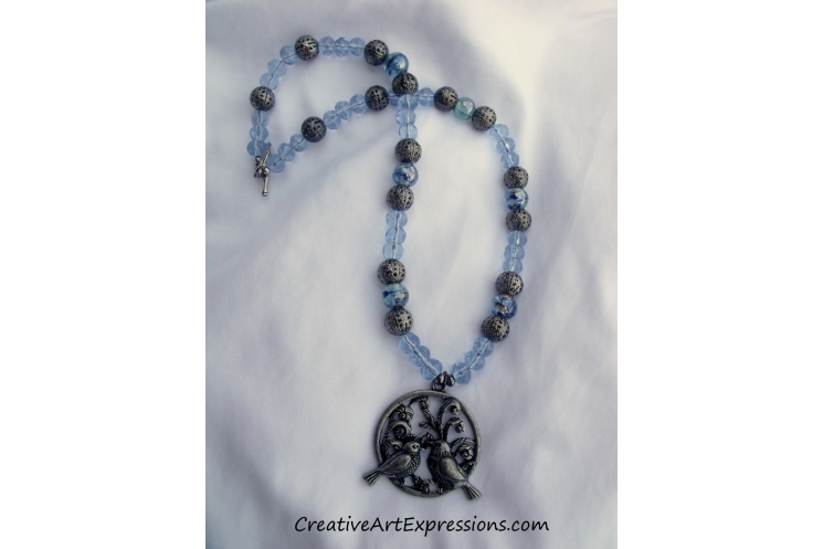 Creative Art Expressions Handmade Blue Bird Necklace