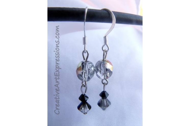 Creative Art Expressions Black & Silver Crystal Necklace & Earring Set Jewelry D