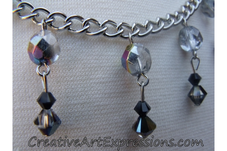 Black & Silver Crystal Necklace & Earring Set Jewelry Design