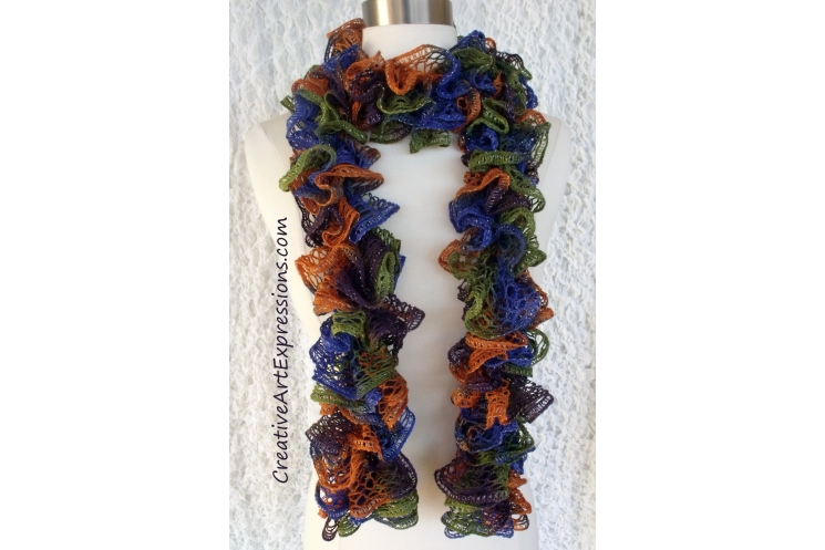 Creative Art Expressions Hand Knitted Disco Ruffle Scarf