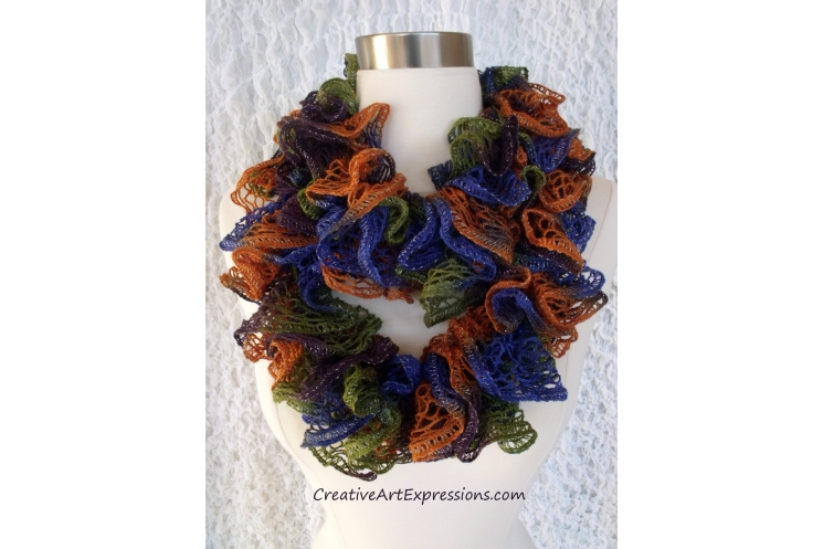 Creative Art Expressions Hand Knitted Disco Ruffle Scarf