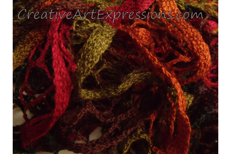Creative Art Expressions Hand Knitted Autumn Ruffle Scarf