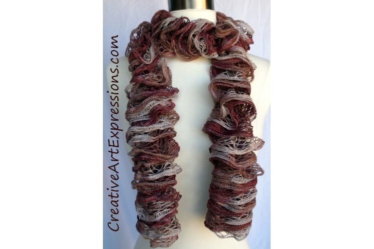 Creative Art Expressions Hand Knit Russet Ruffle Scarf