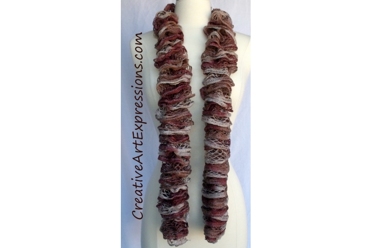 Creative Art Expressions Hand Knit Russet Ruffle Scarf