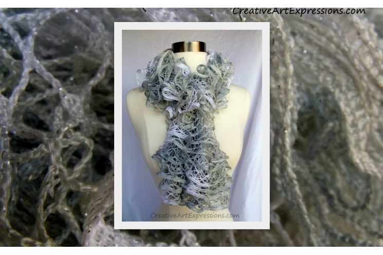 Knitted Frosty Christmas Ruffle Scarf