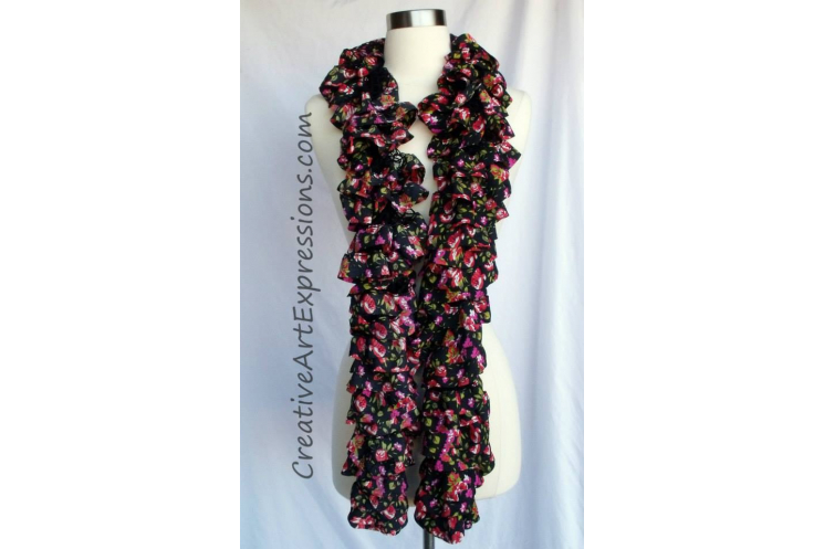 Knitted Moulin Rouge Fabric Lined Ruffle Scarf