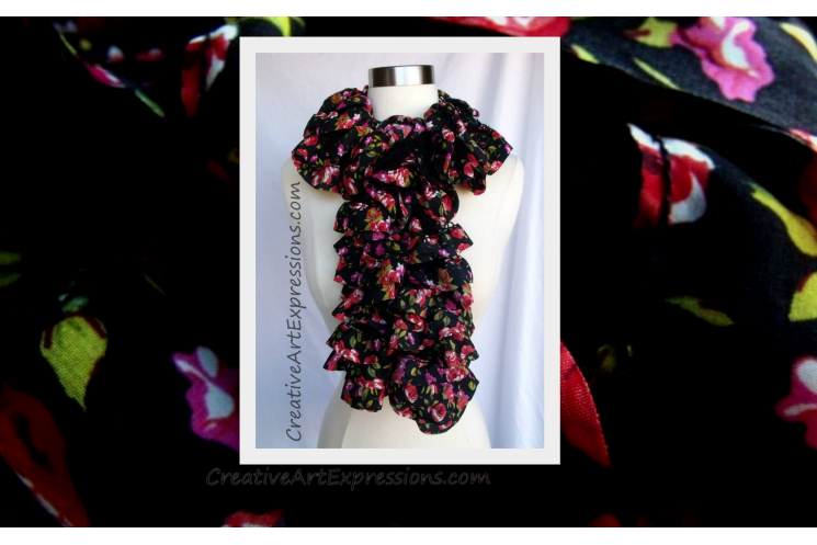 Knitted Moulin Rouge Fabric Lined Ruffle Scarf