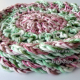 Red Pink Green Crocheted Christmas Coasters