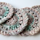 Pastel Pink Crocheted Round Cotton Coasters