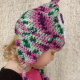 Side of Unicorn Poop Toddler Hat Crocheted Pink Green Purple Mint