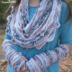 Sea Breeze Infinity Scarf & Long Fingerless Gloves in Sand Dunes Adult Teen