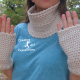 Crocheted Linen Colored Infinity Scarf & Gloves Set