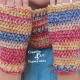 Red Blue & Yellow Scarf & Fingerless Glove Set Adult Teen